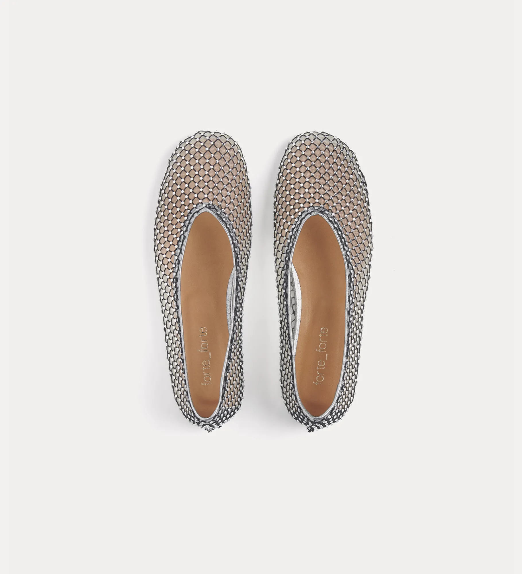 forte_forte Chaussures^ballerines en résille avec strass nero