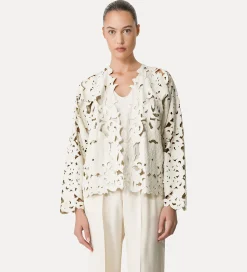 forte_forte Manteaux^bomber en cuir pour femme avec broderie “poetic orchid” orchidea