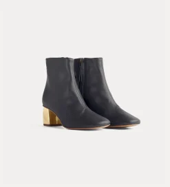 forte_forte Chaussures^bottines chics en cuir nappa avec talon doré nero