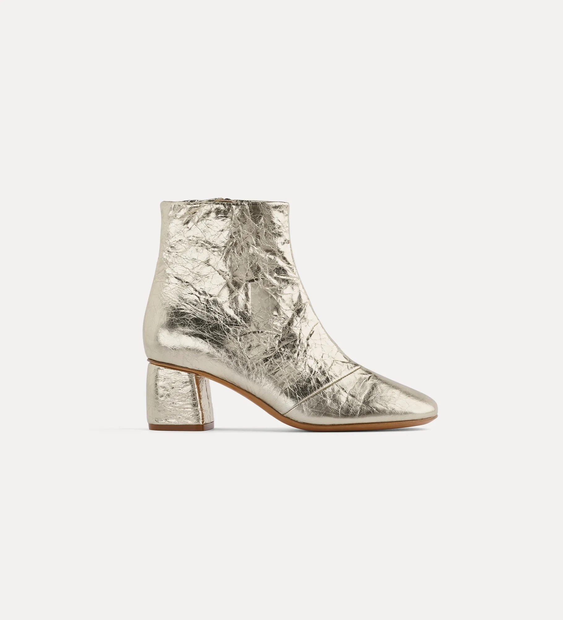 forte_forte Chaussures^bottines en cuir craquelé platino