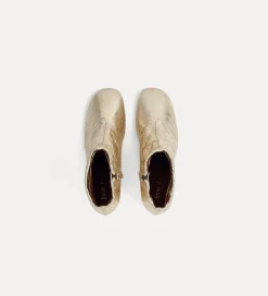 forte_forte Chaussures^bottines en cuir craquelé platino