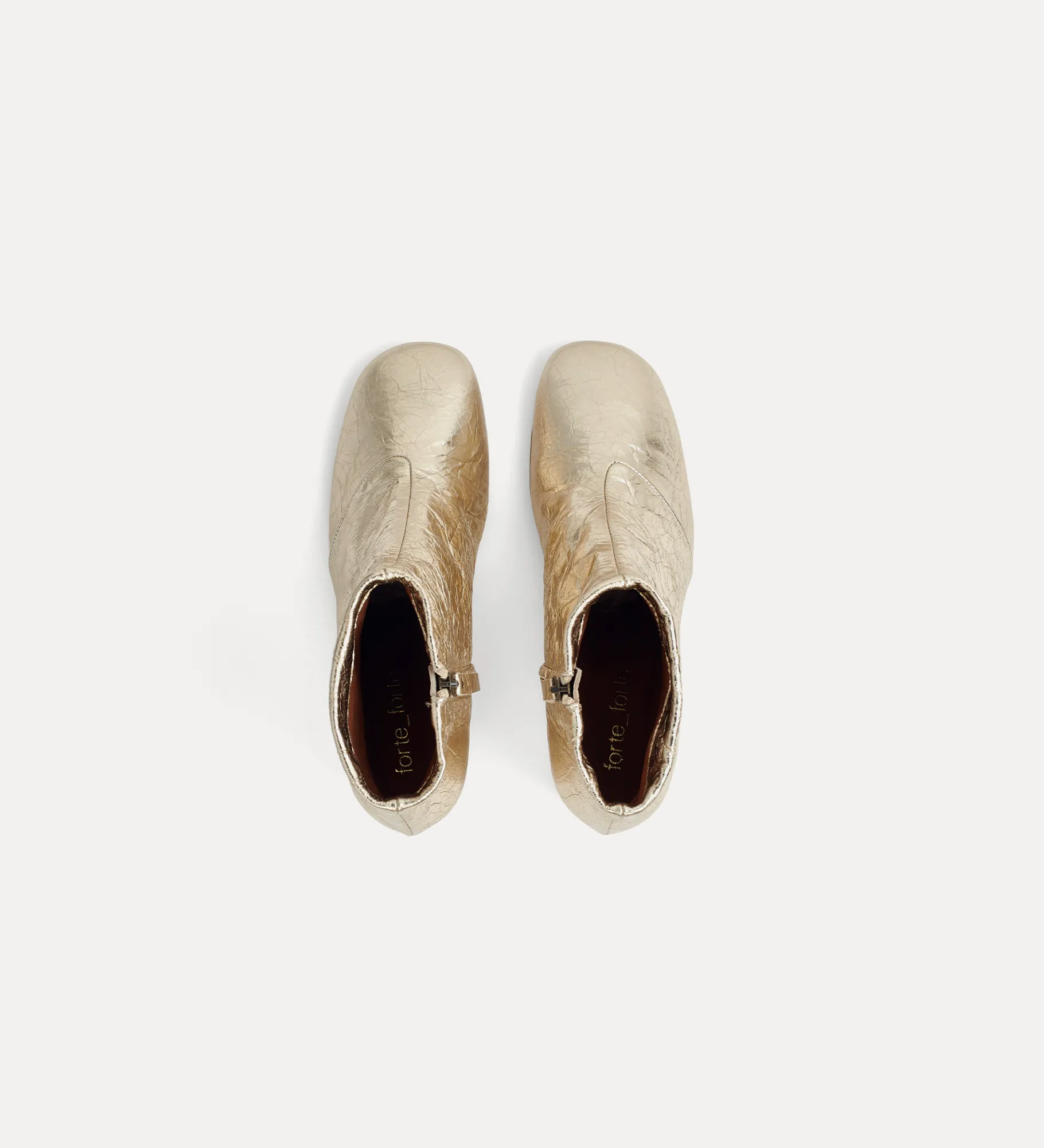 forte_forte Chaussures^bottines en cuir craquelé platino