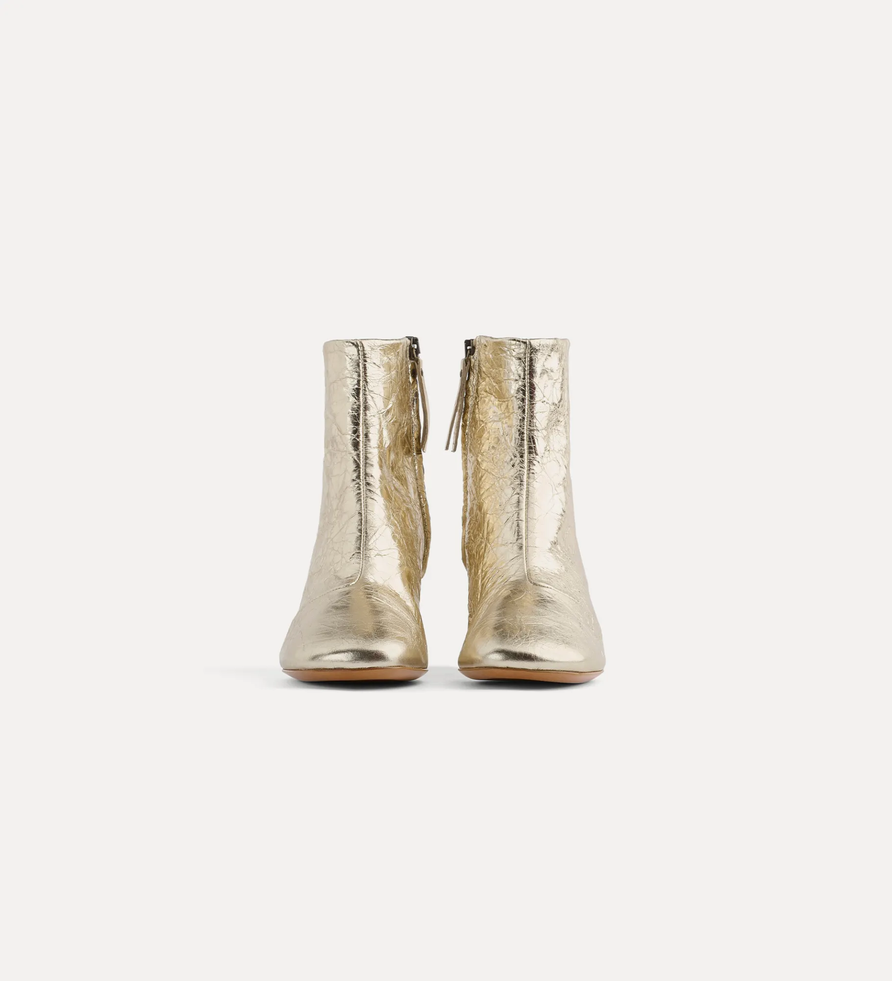 forte_forte Chaussures^bottines en cuir craquelé platino