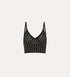 forte_forte Tricots | Hauts^brassière en coton avec cristaux noir
