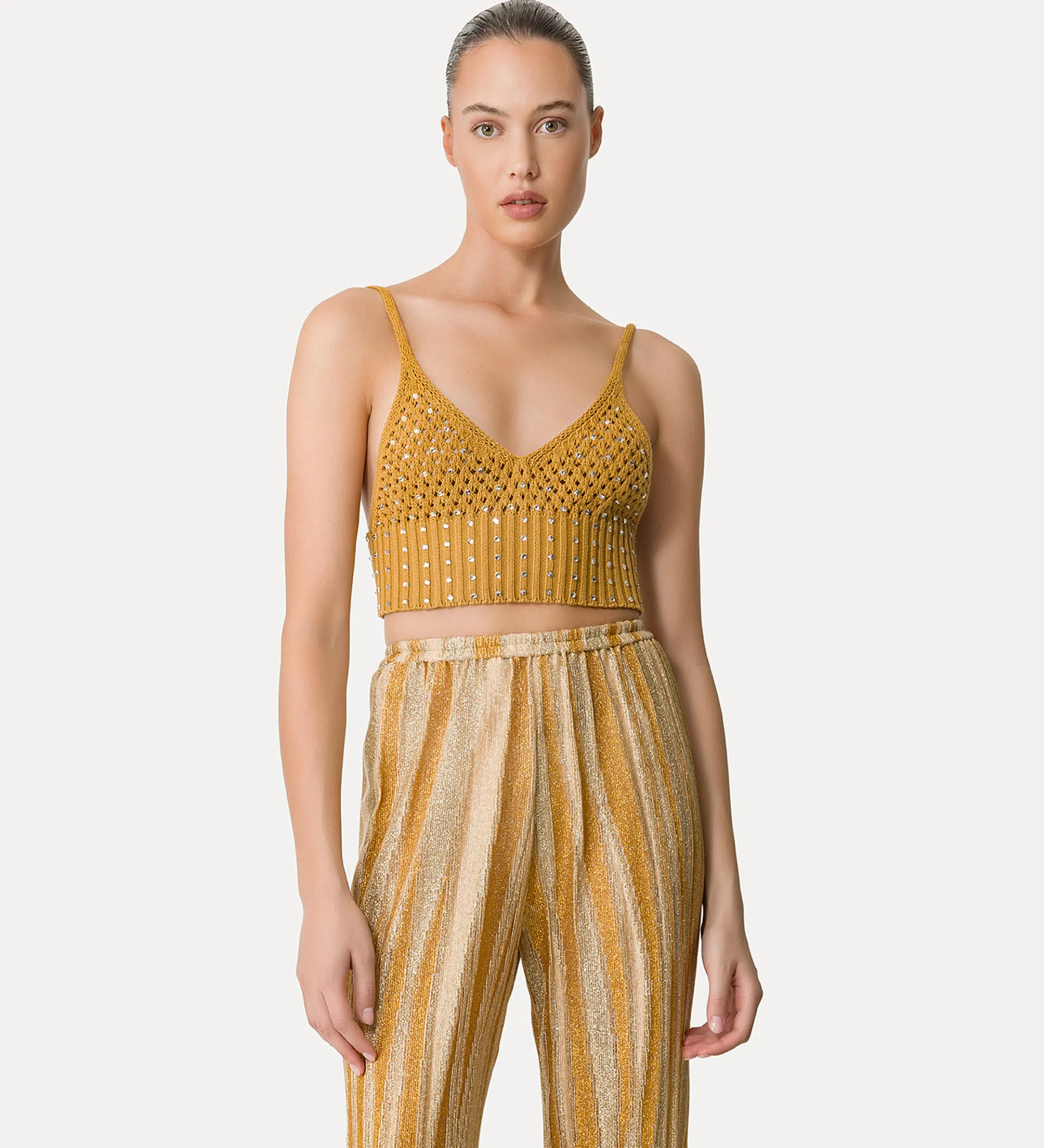 forte_forte Tricots | Hauts^brassière en coton avec cristaux terra