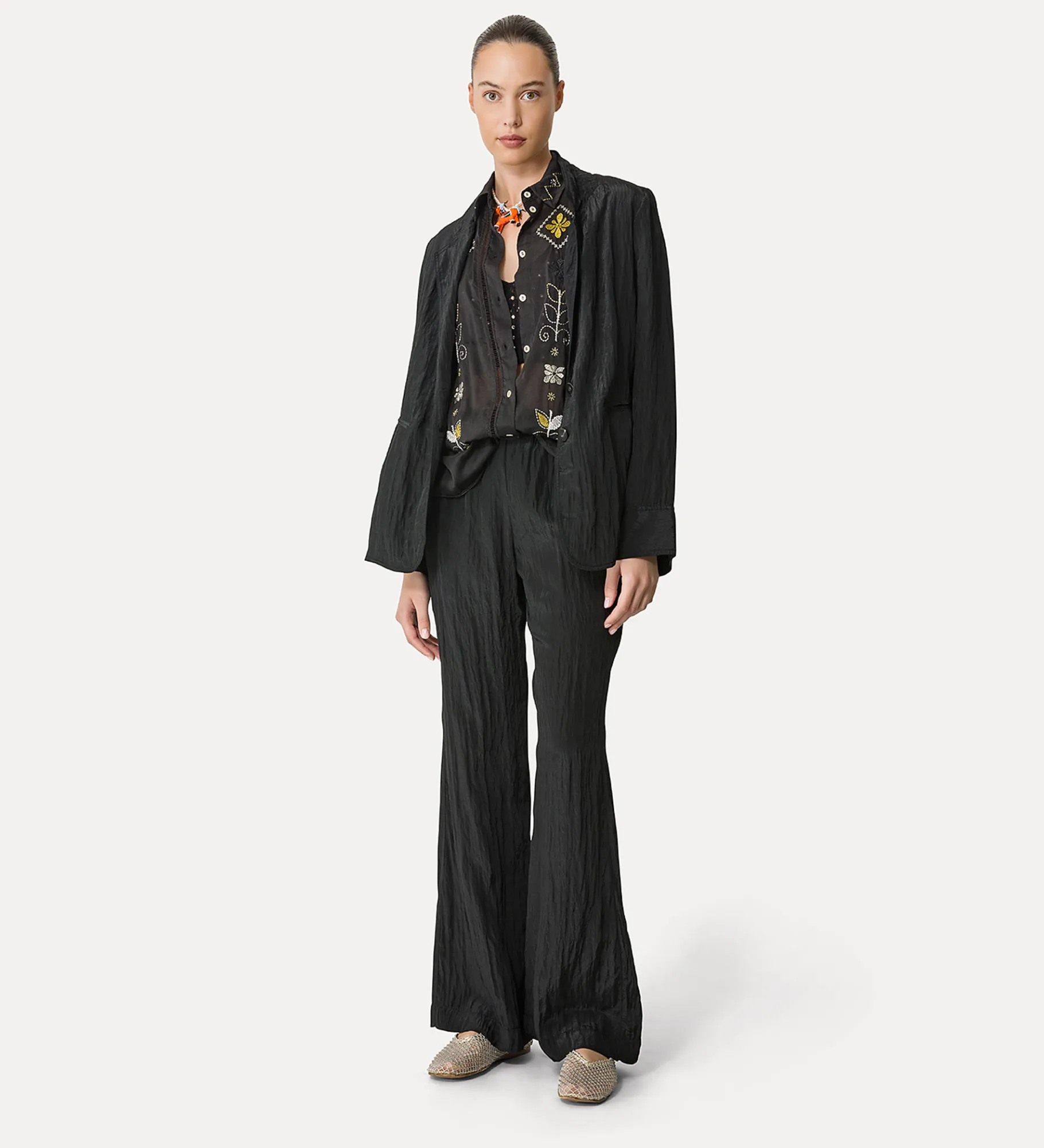forte_forte Tricots | Hauts^brassière en coton avec cristaux noir
