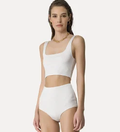 forte_forte Tenue De Plage Et Lingerie | Hauts^brassière en jersey brillant bianco