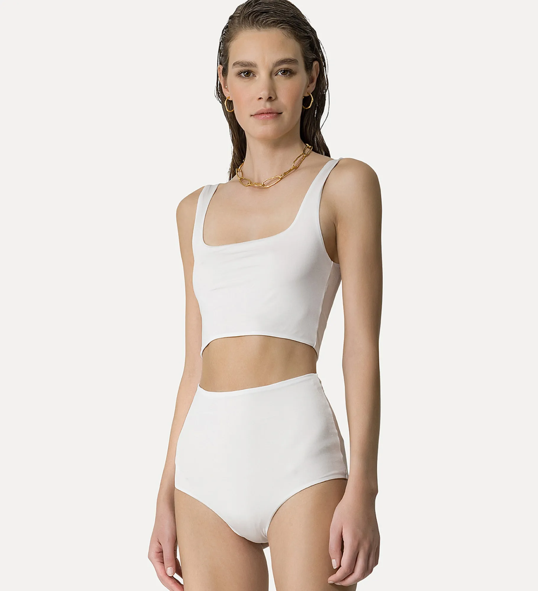 forte_forte Tenue De Plage Et Lingerie | Hauts^brassière en jersey brillant bianco