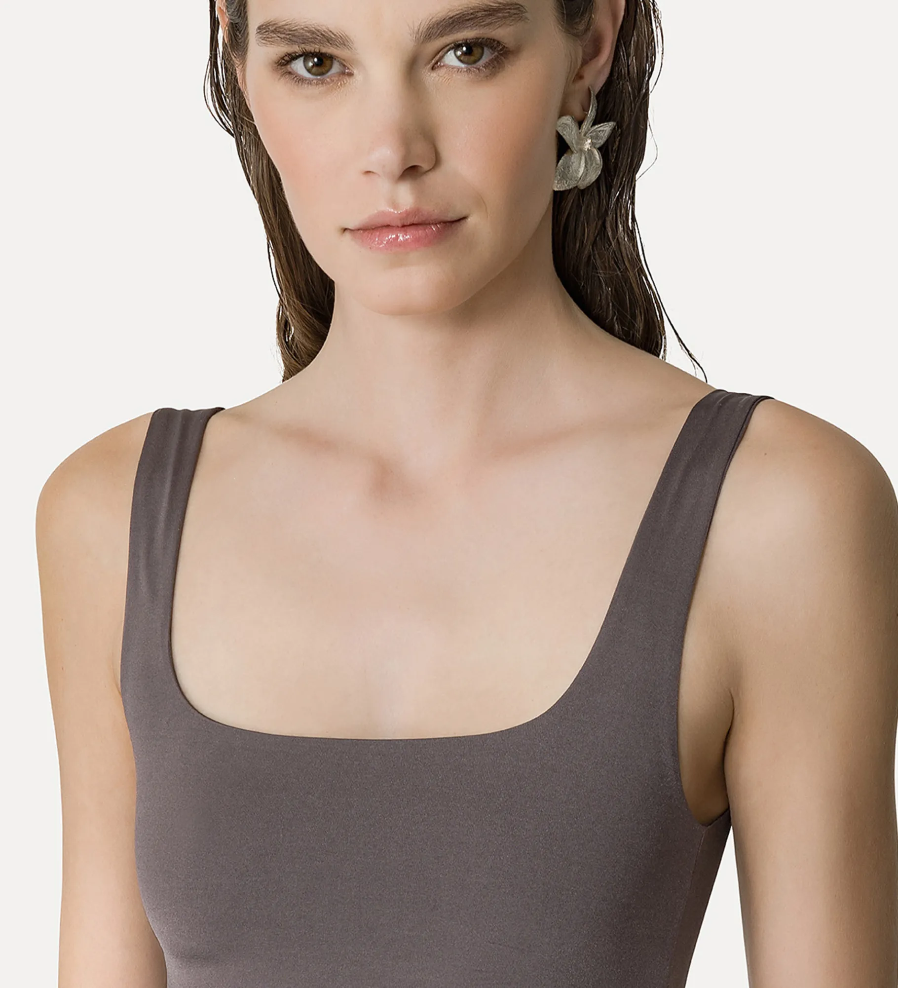 forte_forte Tenue De Plage Et Lingerie | Hauts^brassière en jersey brillant gris lava