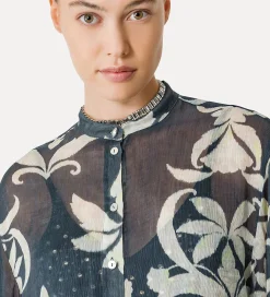 forte_forte Chemises^chemise à manches courtes avec imprimé “the secret lily” oltremare