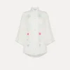 forte_forte Chemises^chemise à manches trois quarts en voile avec broderie “oniric blossom” bianco