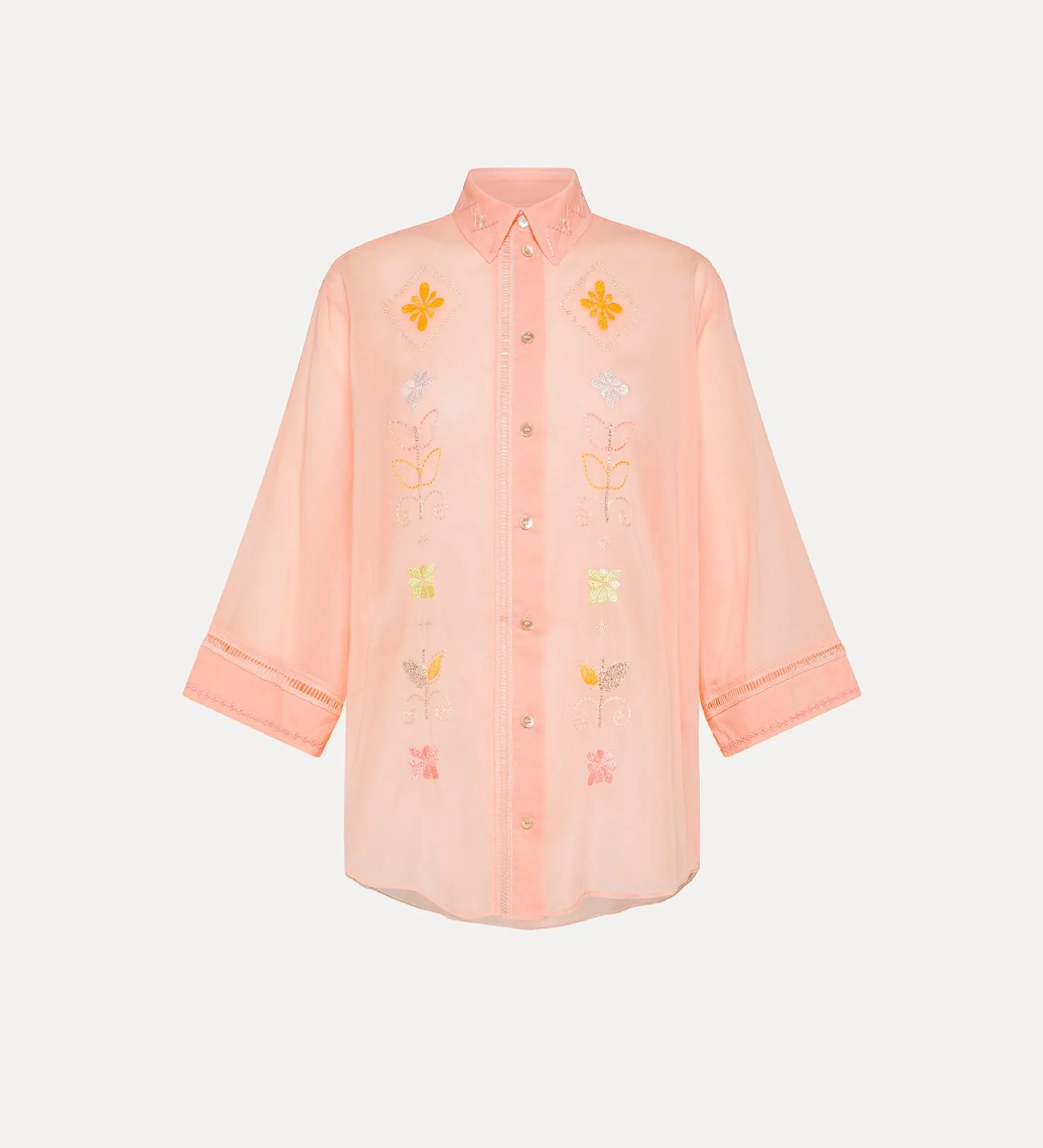 forte_forte Chemises^chemise à manches trois quarts en voile avec broderie “oniric blossom” pesco