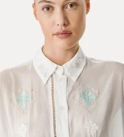 forte_forte Chemises^chemise à manches trois quarts en voile avec broderie “oniric blossom” bianco