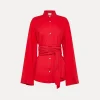 forte_forte Chemises^chemise avec ceinture à la taille en popeline lacca