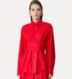 forte_forte Chemises^chemise avec ceinture à la taille en popeline lacca