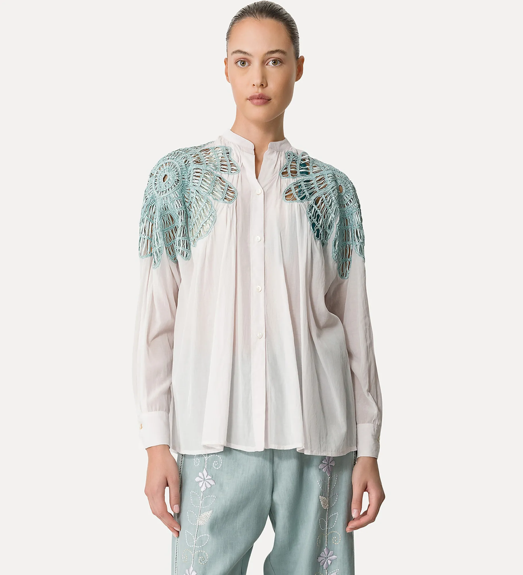 forte_forte Chemises^chemise bohème avec incrustation rugiada