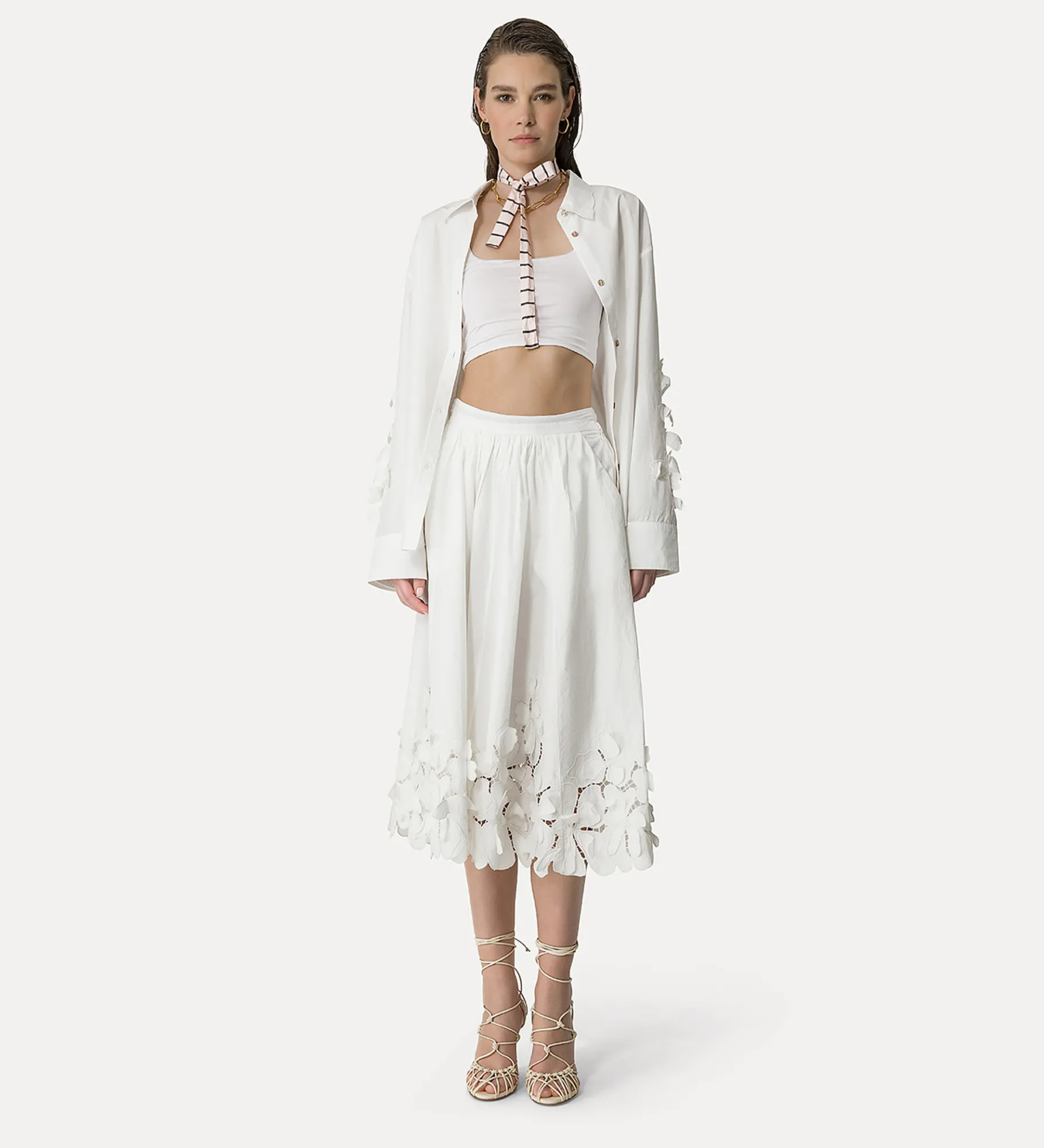forte_forte Chemises^chemise en coton brodé bianco