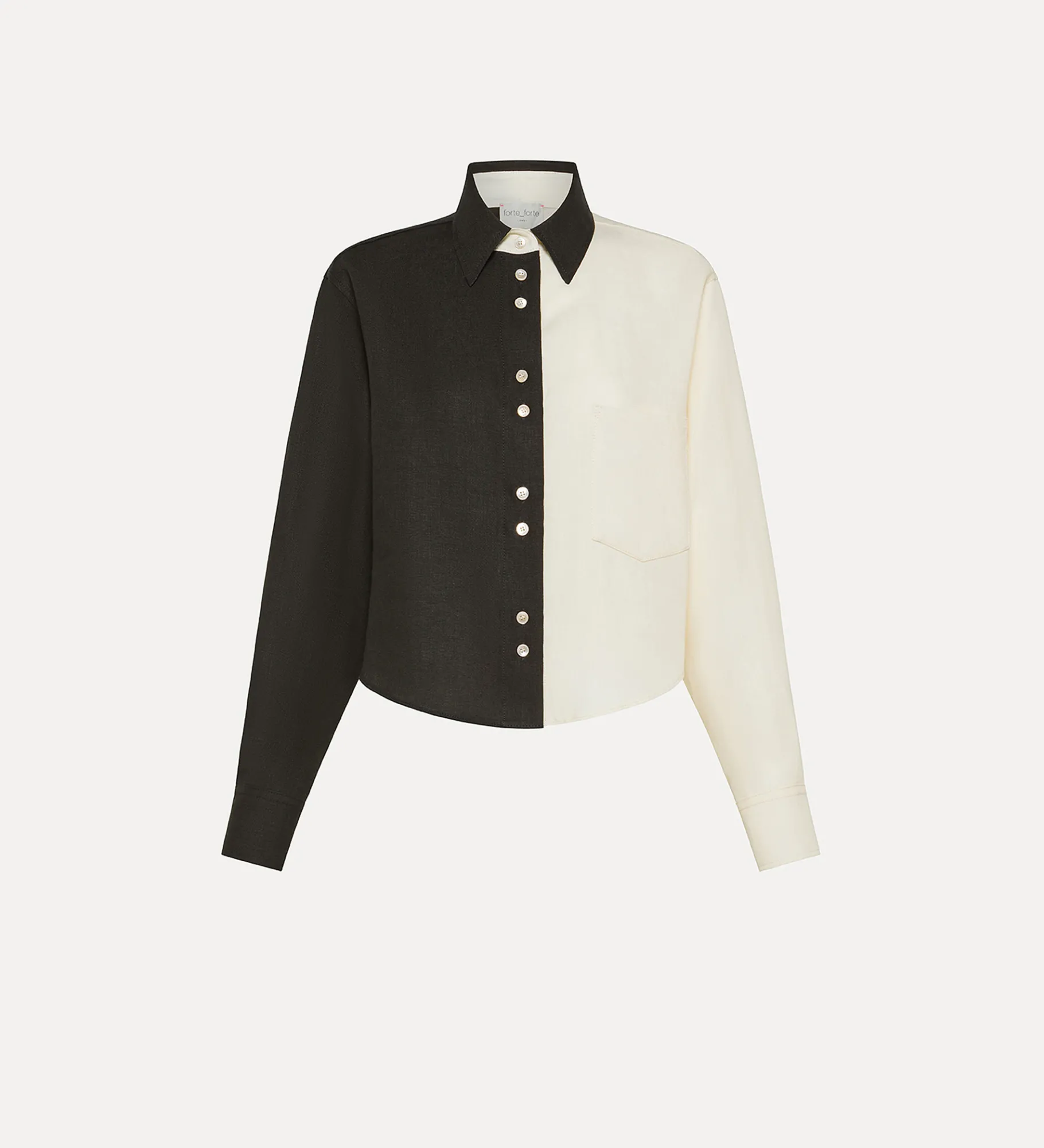 forte_forte Chemises^chemise en lin pour femme color block noir