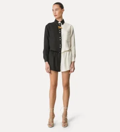 forte_forte Chemises^chemise en lin pour femme color block noir