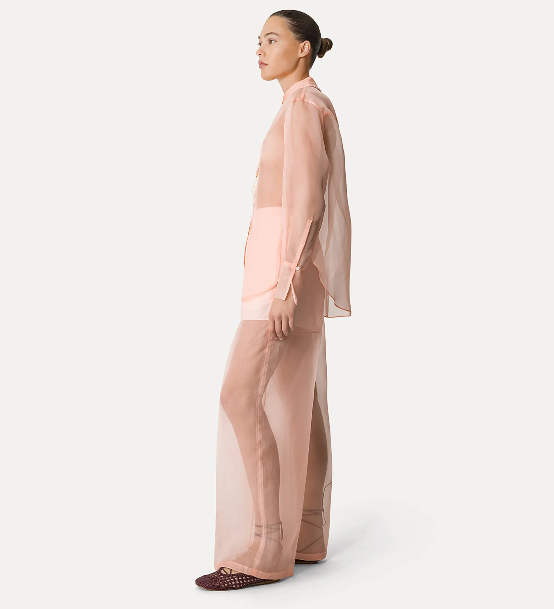 forte_forte Chemises^chemise en organza de soie pesco