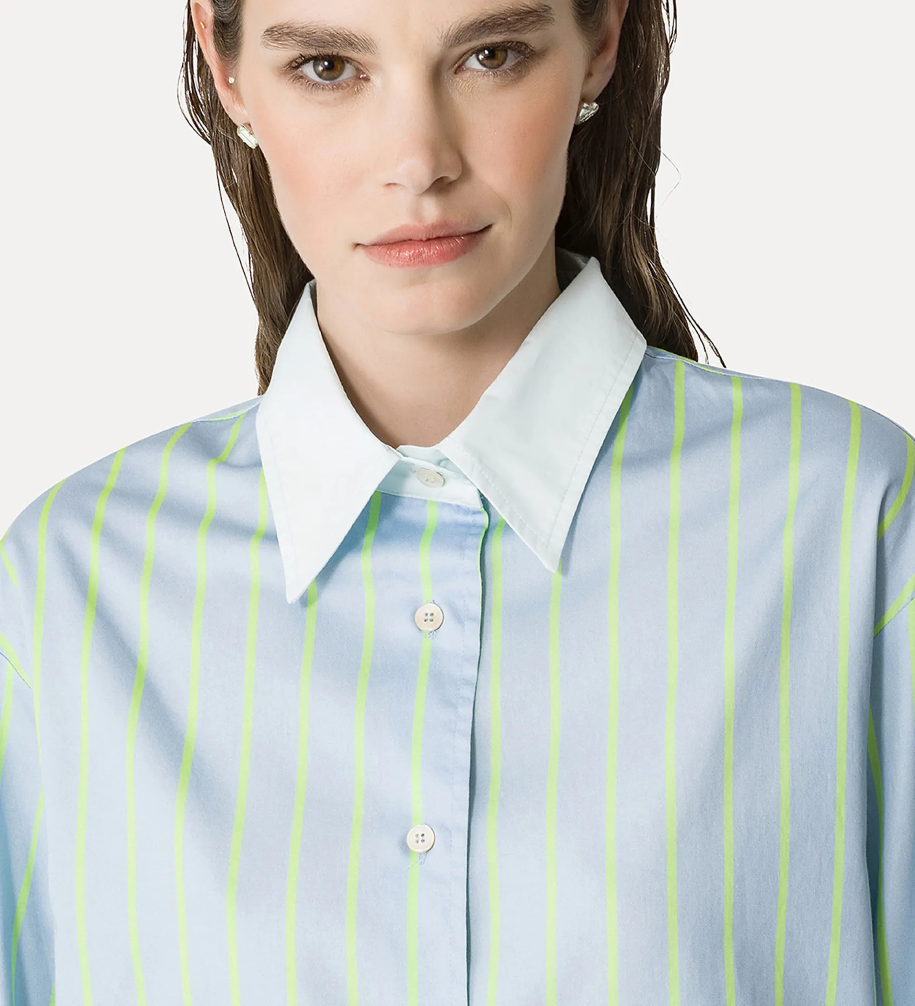 forte_forte Chemises^chemise en satin à rayures nuage