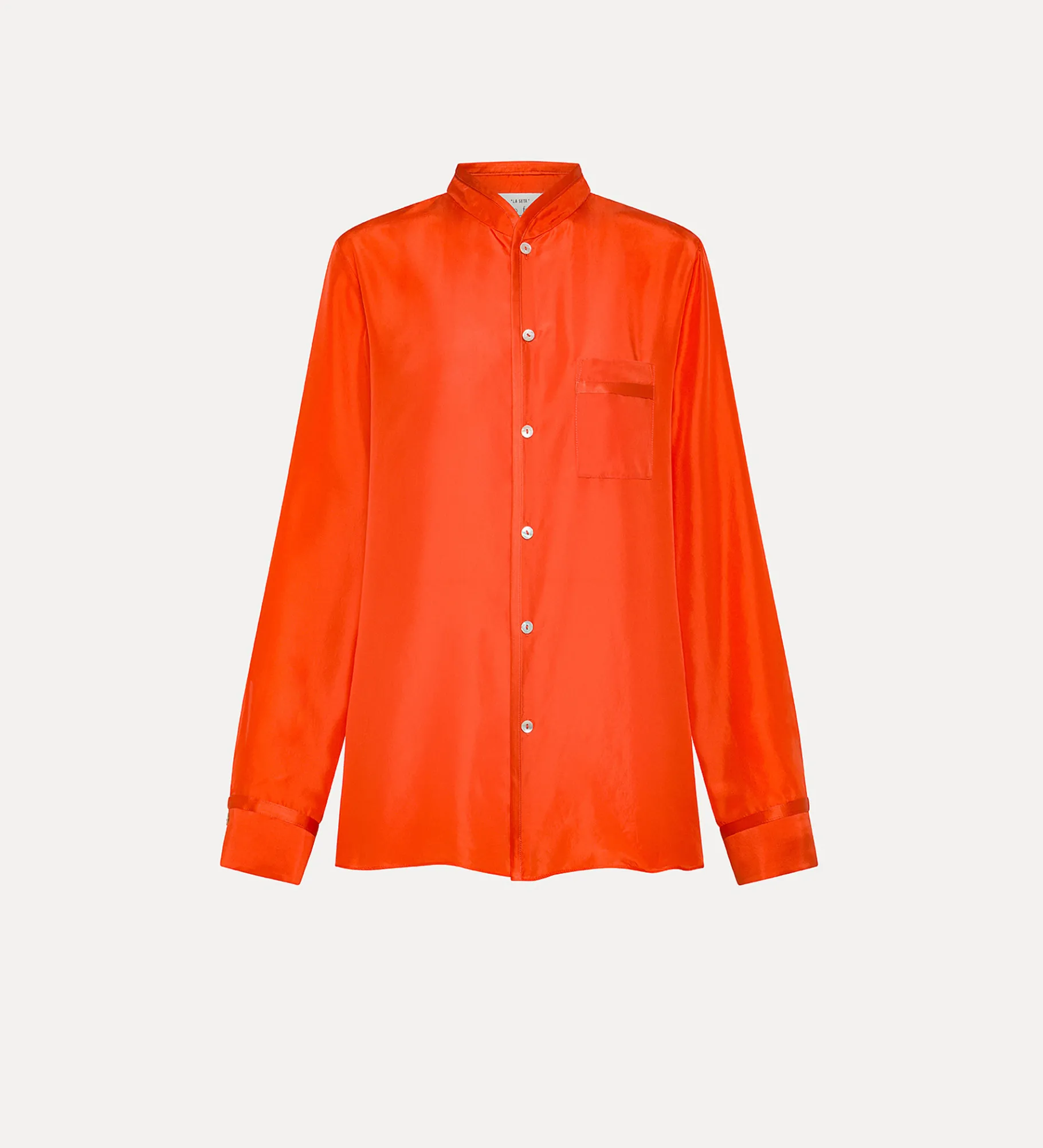 forte_forte Chemises^chemise en soie à col mao papavero
