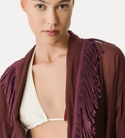 forte_forte Manteaux^déshabillé en voile avec franges black orchid