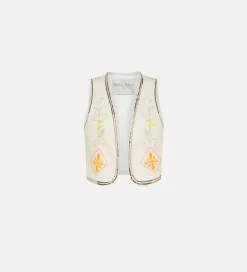 forte_forte Vestes^gilet en lin pour femme avec broderie “oniric blossom” orchidea