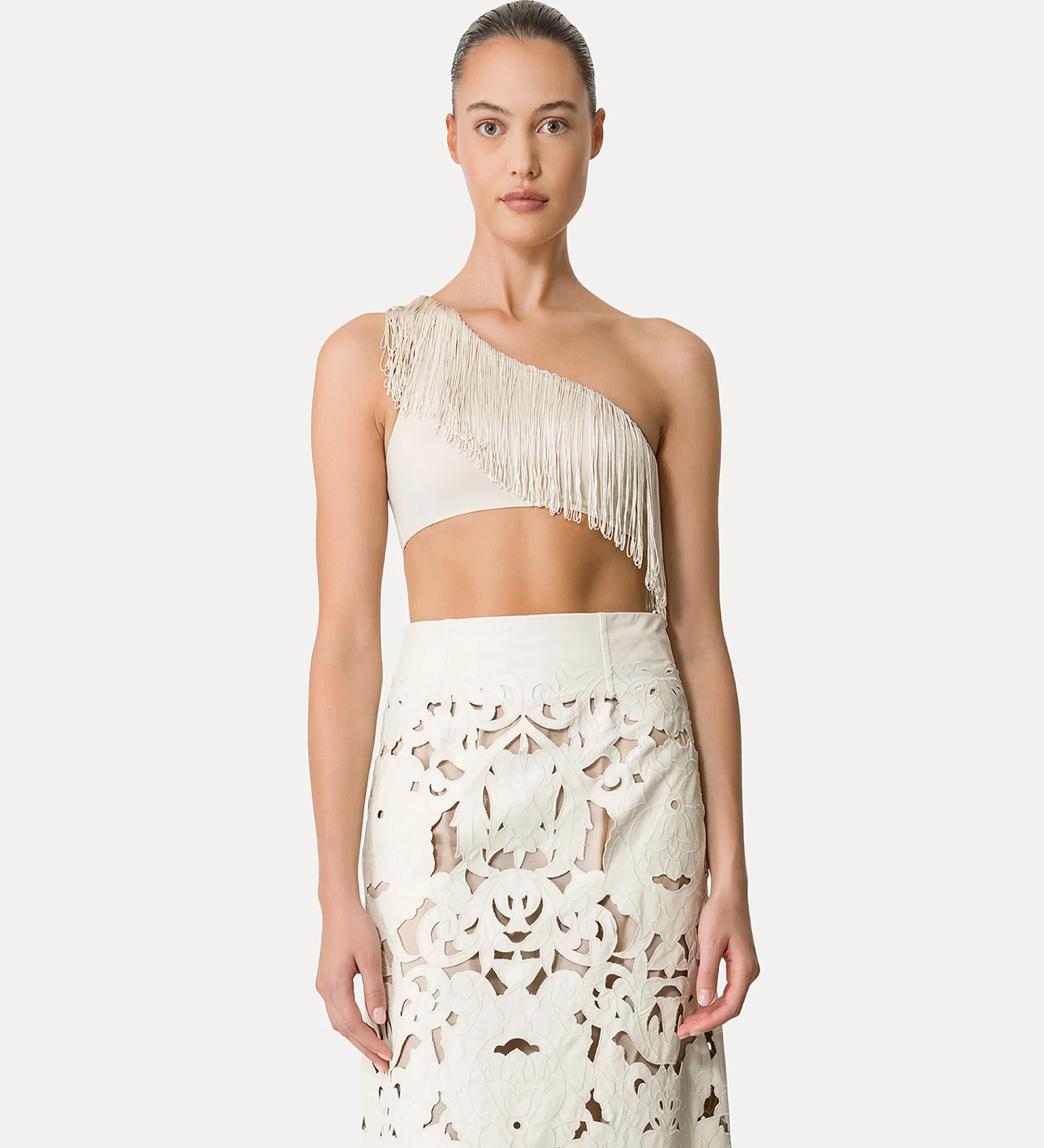 forte_forte Tenue De Plage Et Lingerie^haut à une épaule dénudée en jersey avec franges orchidea