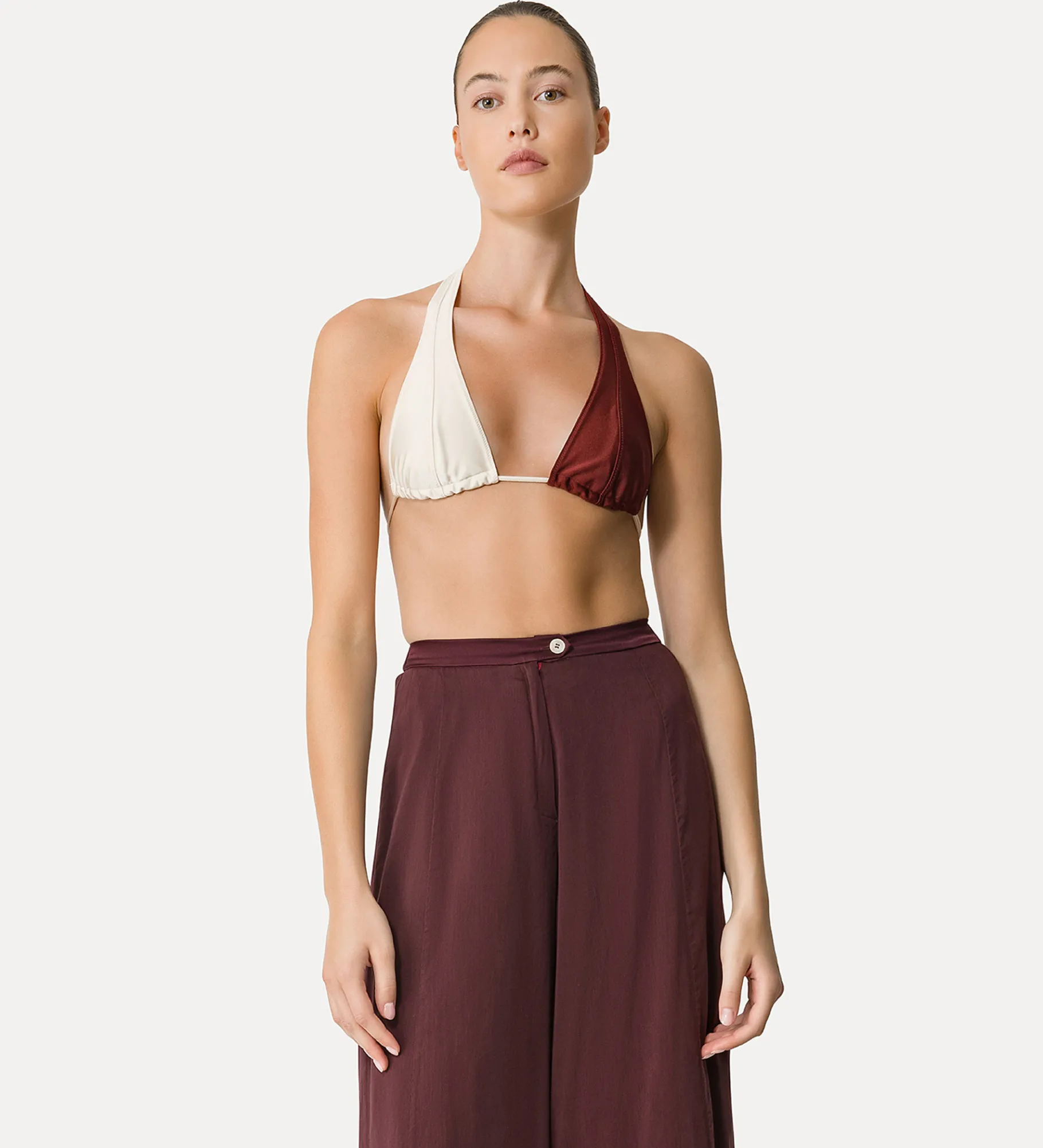 forte_forte Tenue De Plage Et Lingerie^haut de bikini en jersey color block cacao