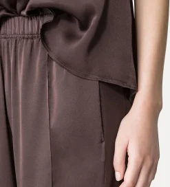 forte_forte Pantalons^jogging à coupe ample en satin de soie lava