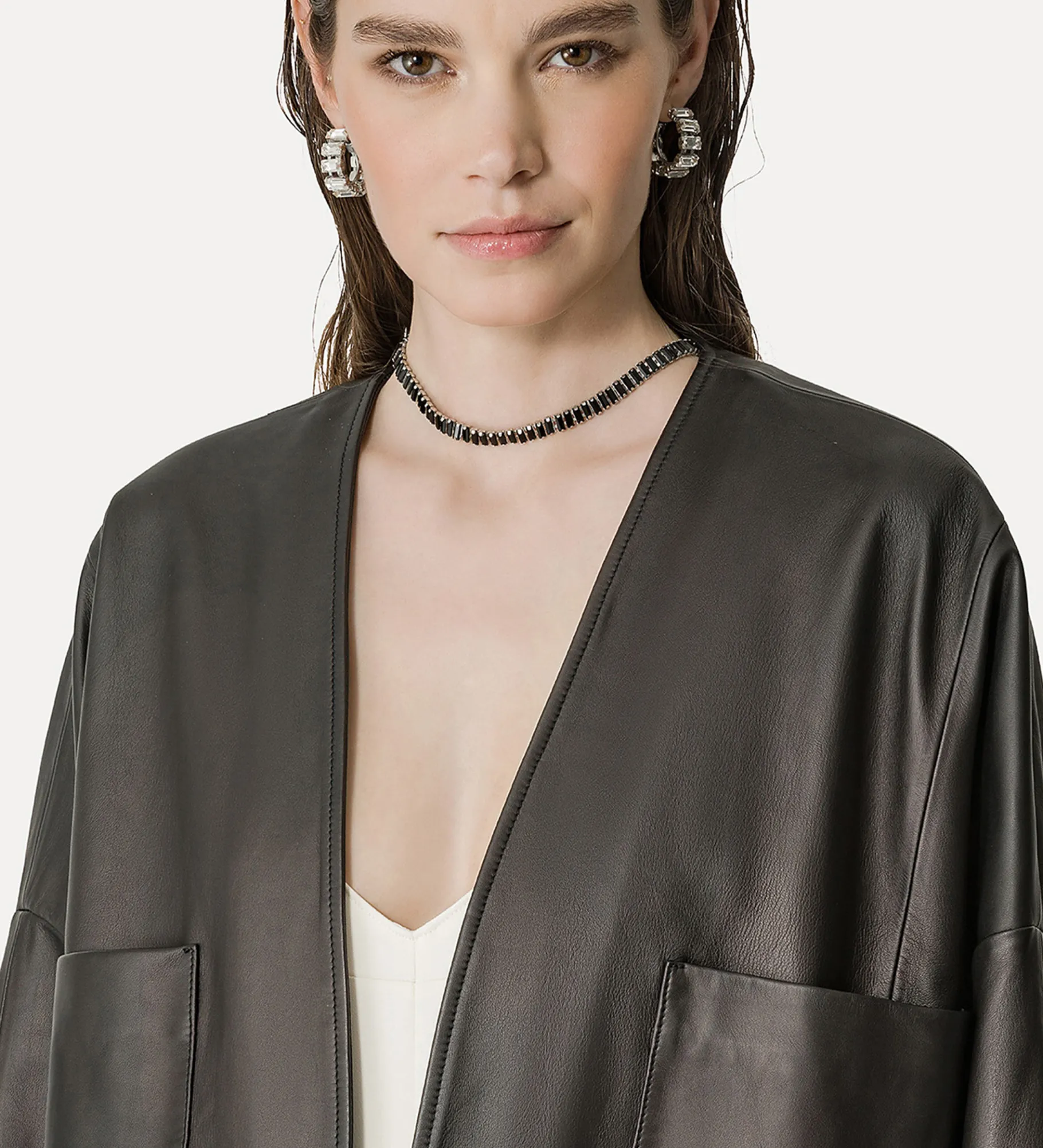 forte_forte Vestes^kimono en cuir nappa abisso