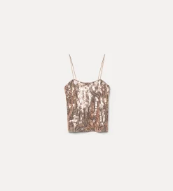 forte_forte Hauts^la bralette chic en micro–paillettes rose