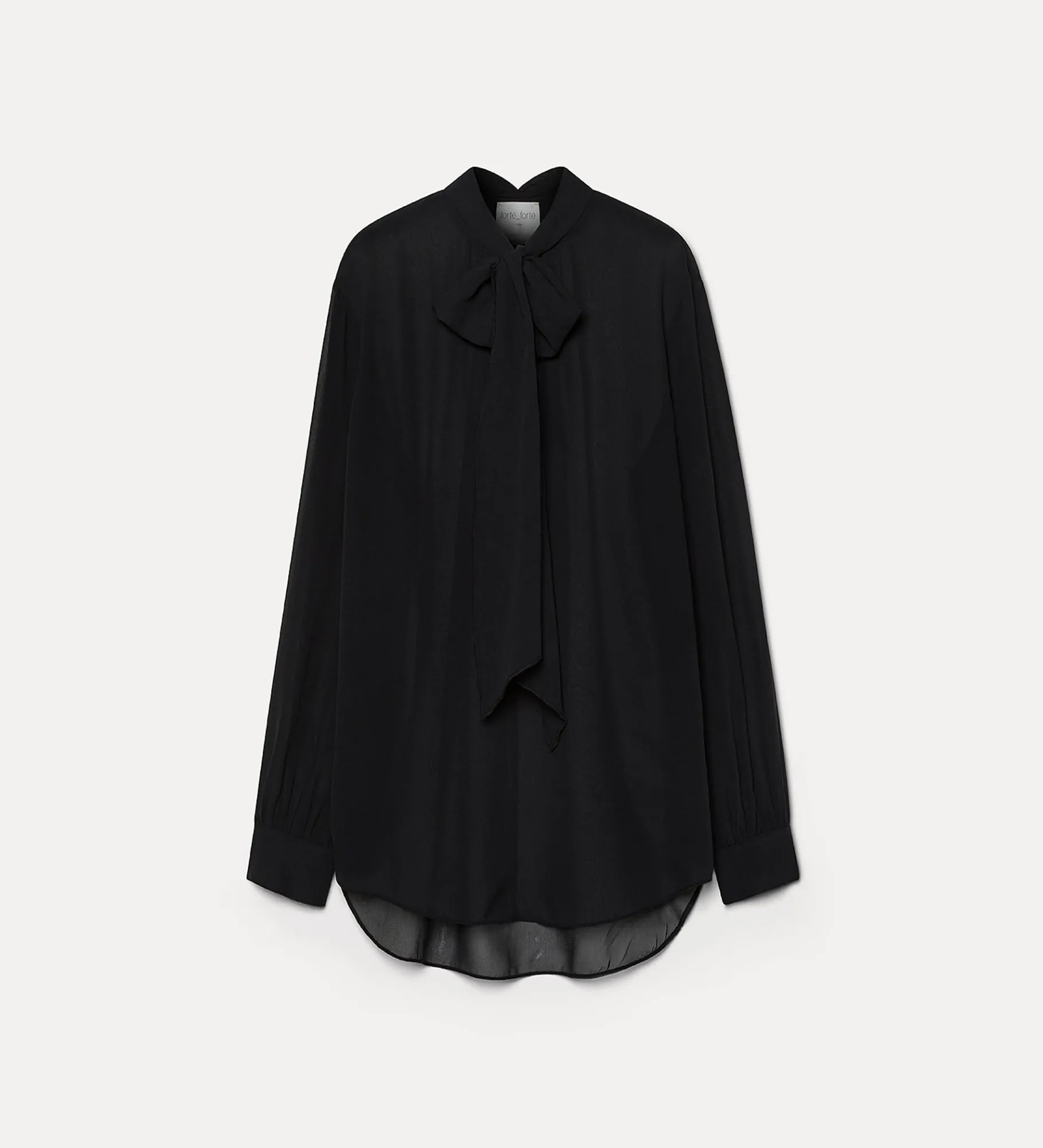 forte_forte Chemises^la chemise avec nœud en georgette de soie nero
