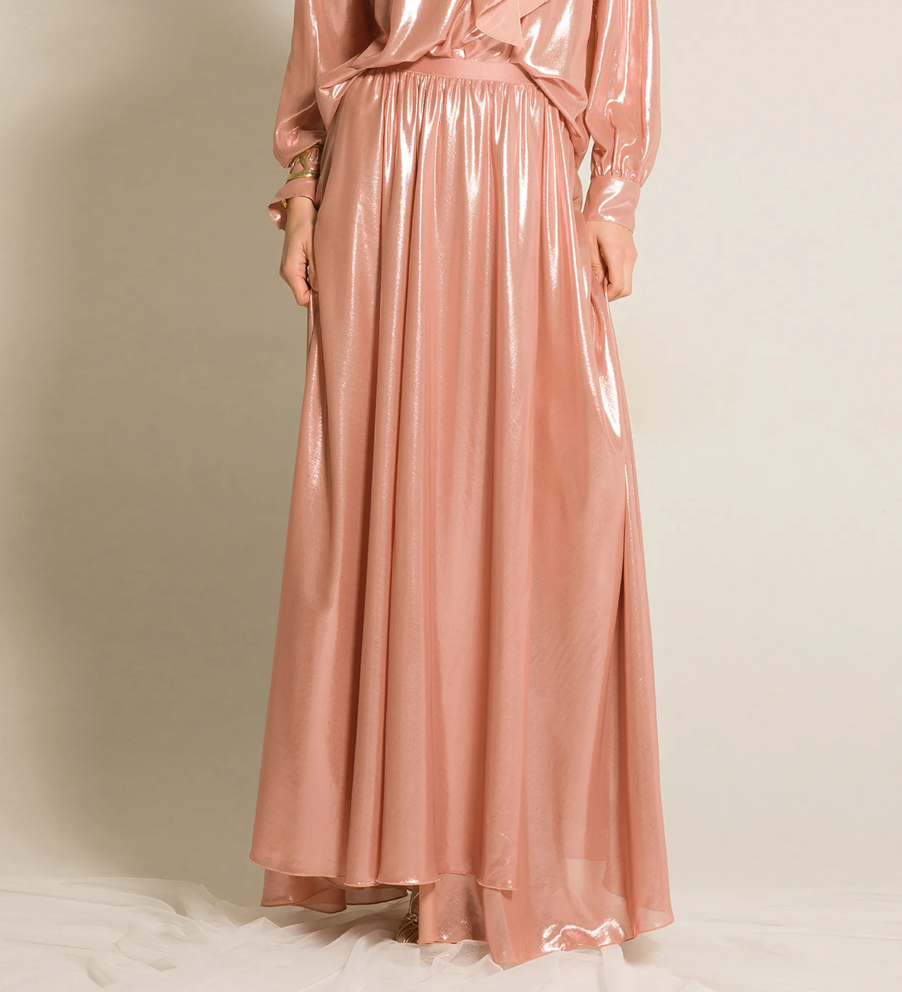 forte_forte Jupes^la jupe en georgette laminée rose