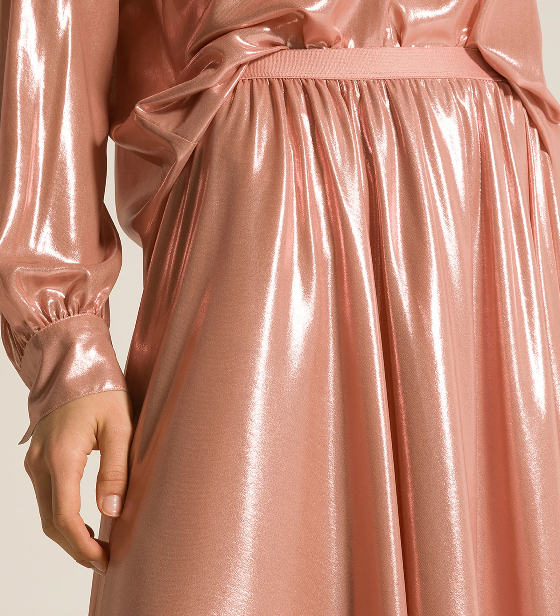 forte_forte Jupes^la jupe en georgette laminée rose