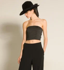 forte_forte Hauts^le bustier avec ceinture en duchesse contemporaine nero