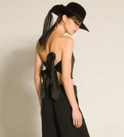 forte_forte Hauts^le bustier avec ceinture en duchesse contemporaine nero
