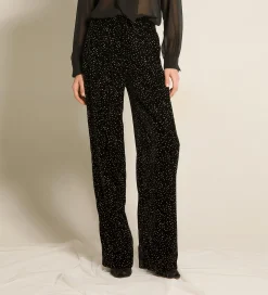 forte_forte Pantalons^le pantalon chic en velours à pois pailletés nero