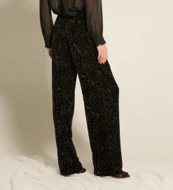 forte_forte Pantalons^le pantalon chic en velours à pois pailletés nero