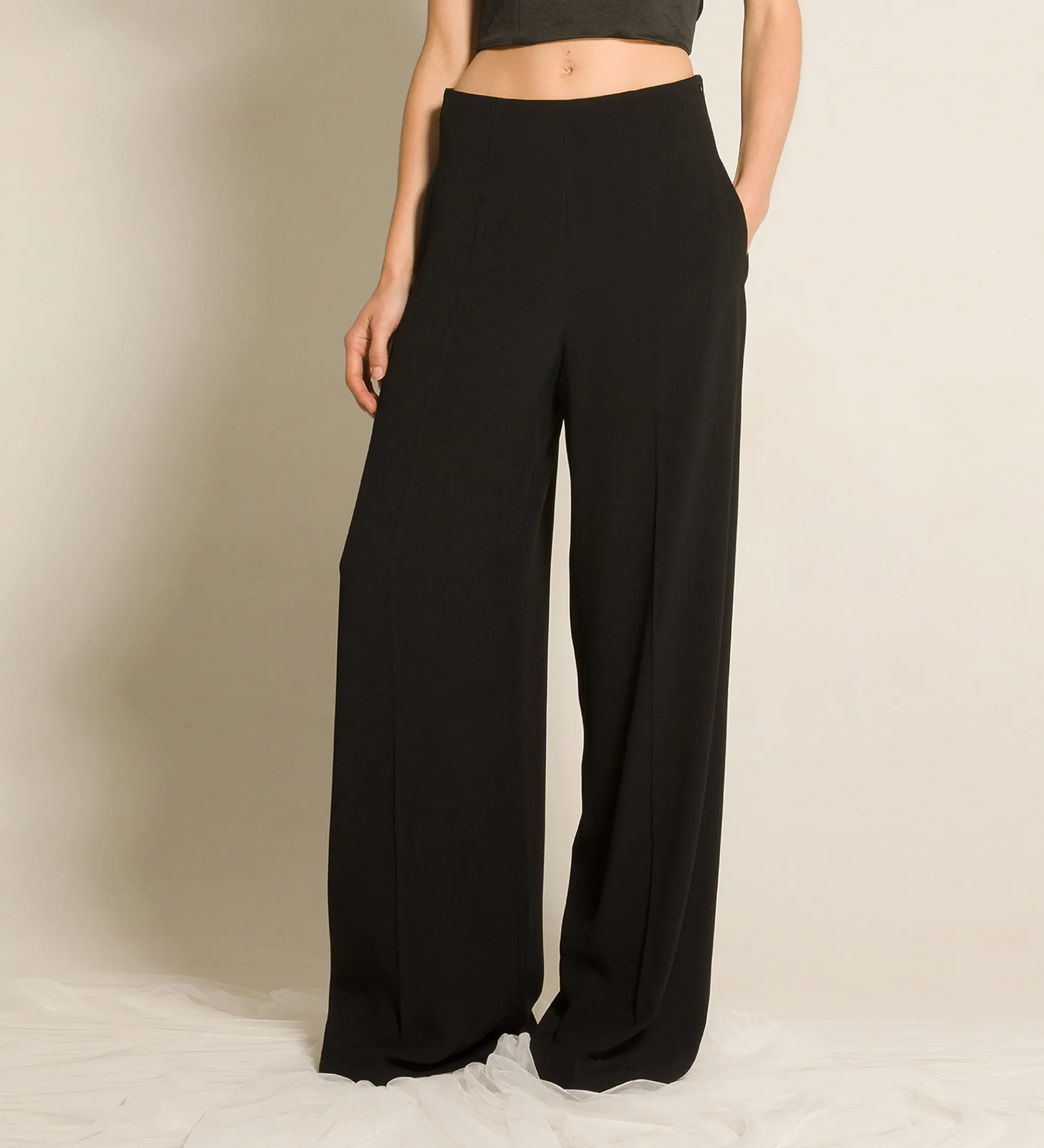 forte_forte Pantalons^le pantalon smoking en satin enver nero