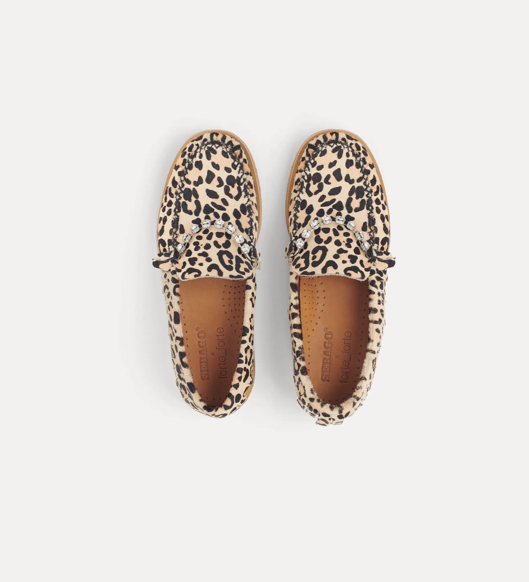 forte_forte Chaussures^mocassins en poulain animalier avec strass animalier