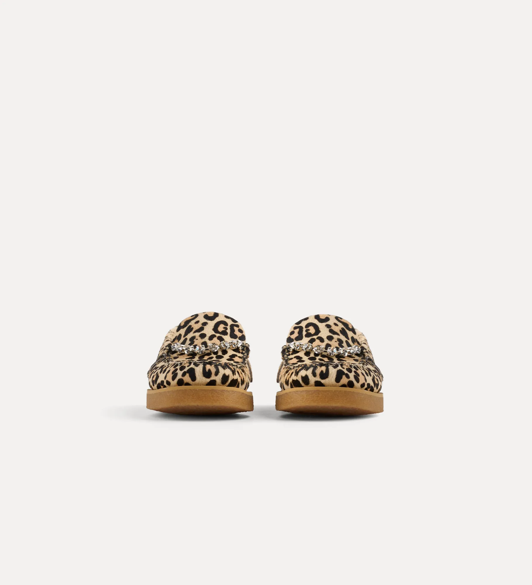 forte_forte Chaussures^mocassins en poulain animalier avec strass animalier
