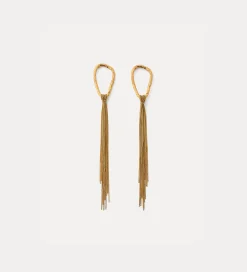 forte_forte Bijoux^paire de boucles d'oreilles sculptées avec frange oro
