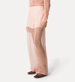 forte_forte Pantalons^pantalon à jambes larges en organza de soie pesco