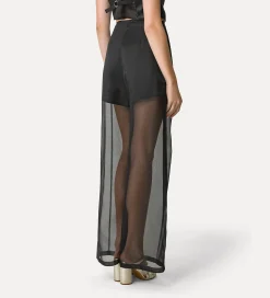 forte_forte Pantalons^pantalon à jambes larges en organza de soie noir