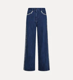 forte_forte Pantalons^pantalon à 5 poches à paillettes indigo