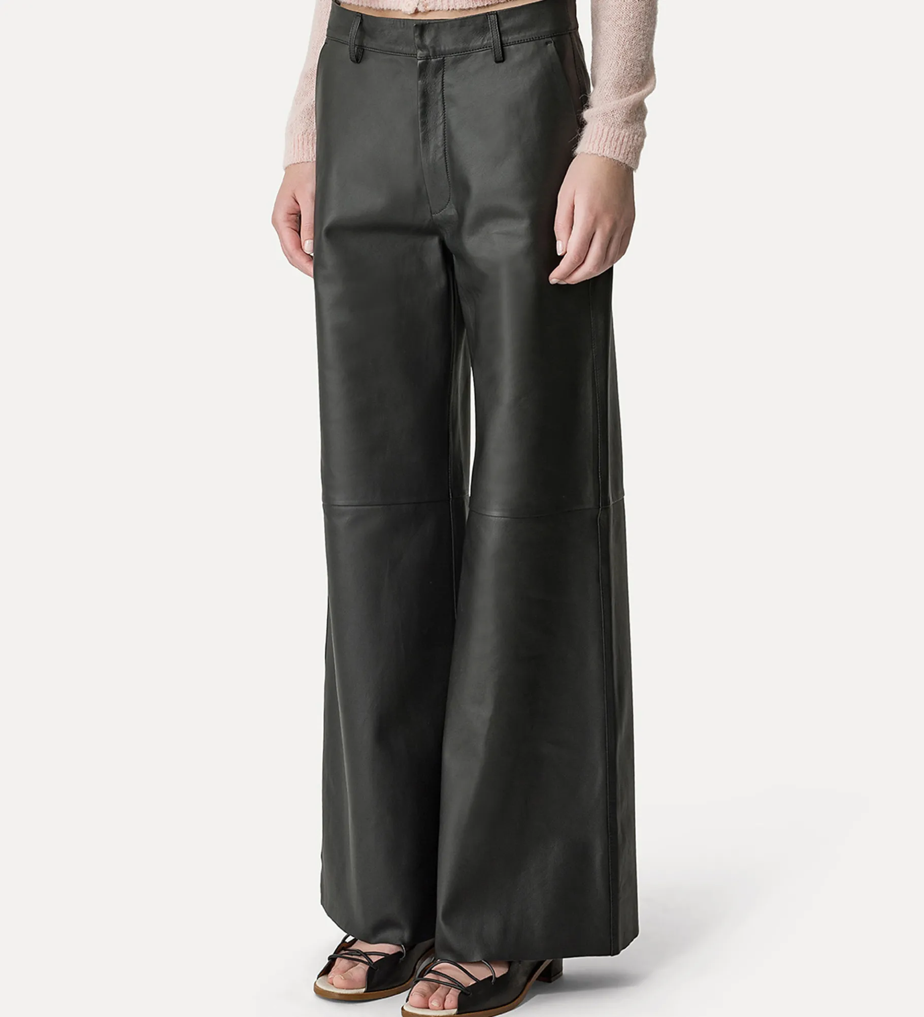 forte_forte Pantalons^pantalon ample en cuir nappa noir abisso