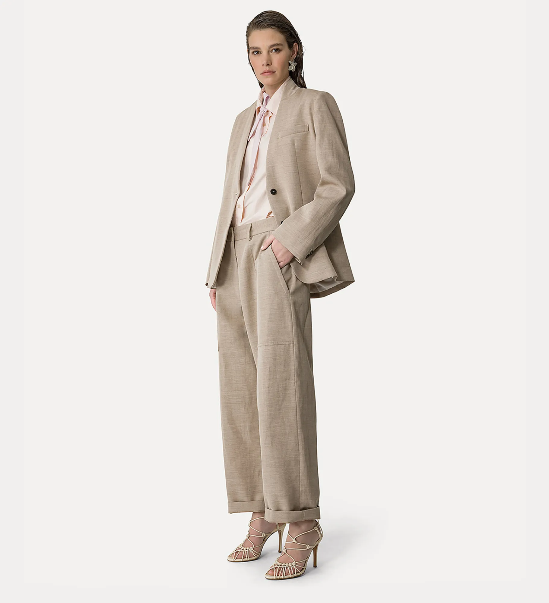 forte_forte Pantalons^pantalon cargo en lin mélangé sable dune