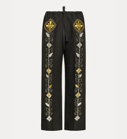 forte_forte Pantalons^pantalon en lin avec cordon coulissant pour femme noir